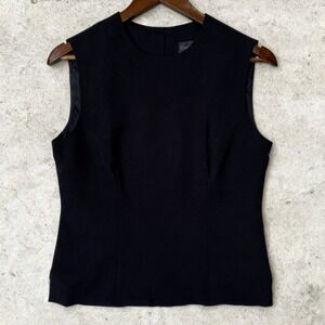 Classiques Entier Wool Sleeveless Top Black Button Back Shell size Small